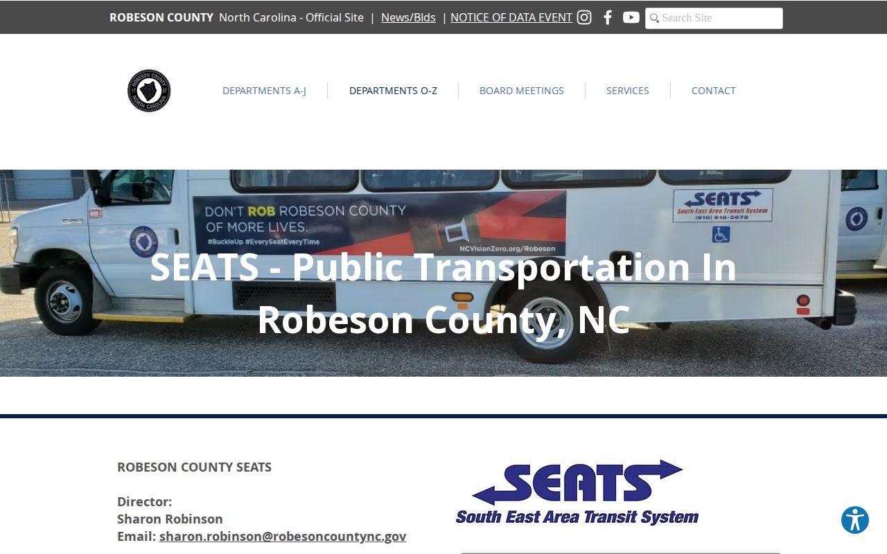 Robeson County SEATS transportation schedule and reservation information