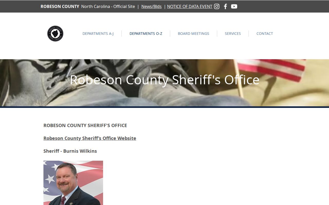 Official Robeson County Sheriff contact information